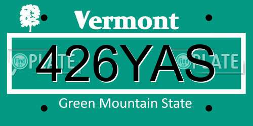 426YAS Vermont License Plate