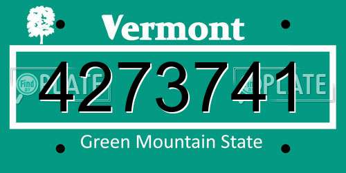 4273741 Vermont License Plate