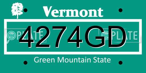 4274GD Vermont License Plate