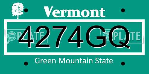 4274GQ Vermont License Plate