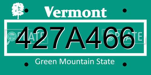 427A466 Vermont License Plate