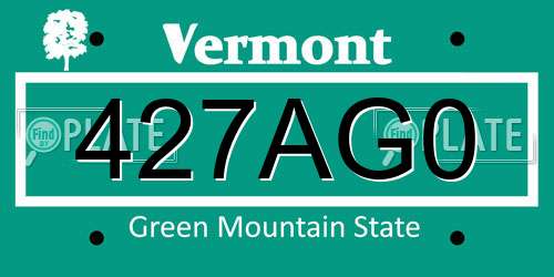 427AG0 Vermont License Plate
