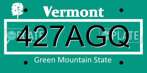 427AGQ Vermont License Plate