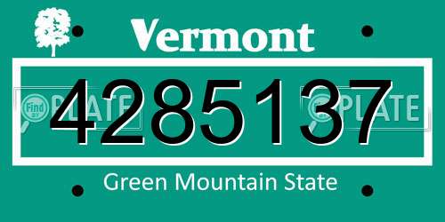 4285137 Vermont License Plate
