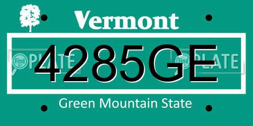 4285GE Vermont License Plate