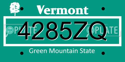 4285ZQ Vermont License Plate