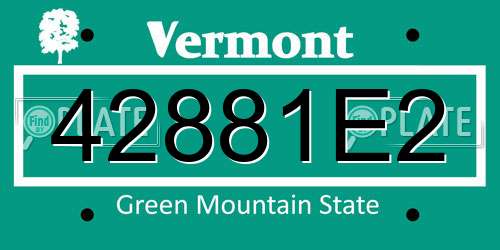 42881E2 Vermont License Plate