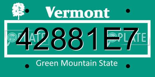 42881E7 Vermont License Plate