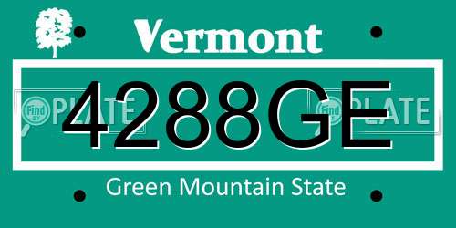 4288GE Vermont License Plate