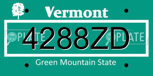 4288ZD Vermont License Plate