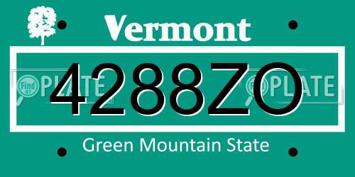 4288ZO Vermont License Plate