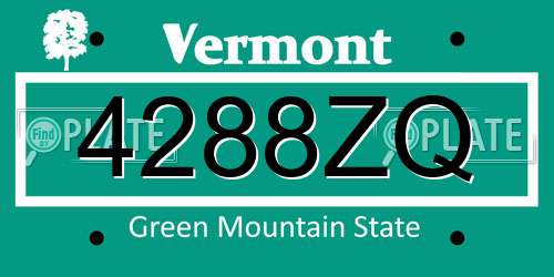 4288ZQ Vermont License Plate