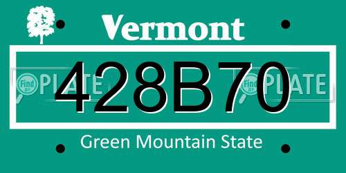 428B70 Vermont License Plate