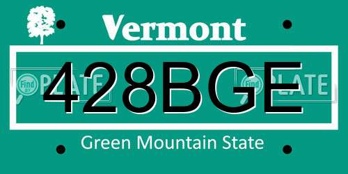 428BGE Vermont License Plate