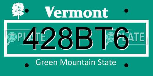 428BT6 Vermont License Plate