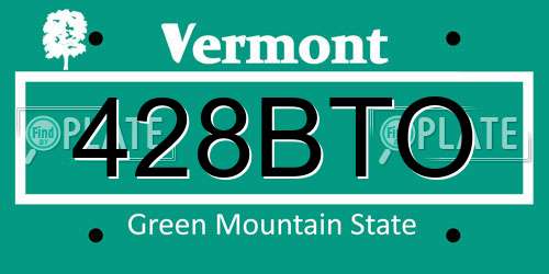 428BTO Vermont License Plate