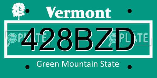 428BZD Vermont License Plate
