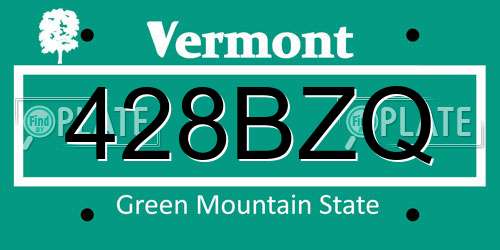 428BZQ Vermont License Plate