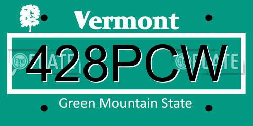 428PCW Vermont License Plate
