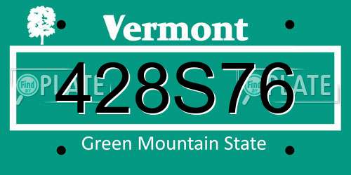 428S76 Vermont License Plate