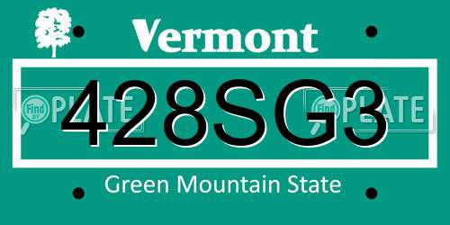 428SG3 Vermont License Plate