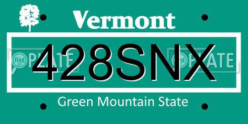 428SNX Vermont License Plate