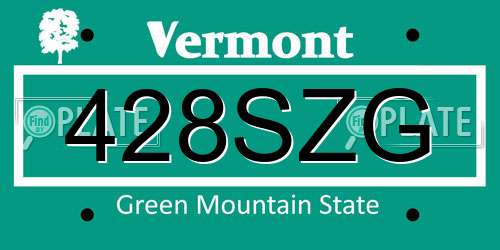 428SZG Vermont License Plate