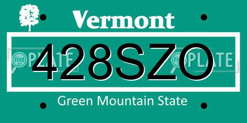 428SZO Vermont License Plate