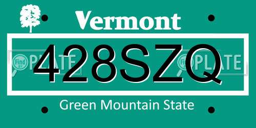428SZQ Vermont License Plate