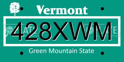 428XWM Vermont License Plate