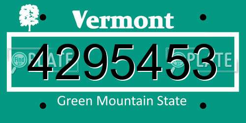4295453 Vermont License Plate