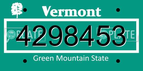 4298453 Vermont License Plate