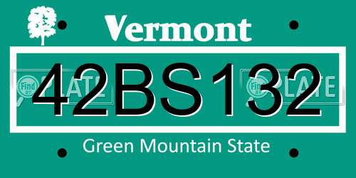 42BS132 Vermont License Plate