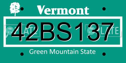 42BS137 Vermont License Plate