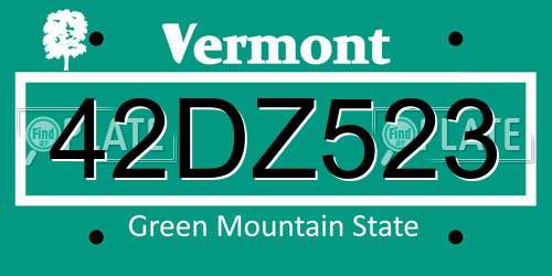 42DZ523 Vermont License Plate