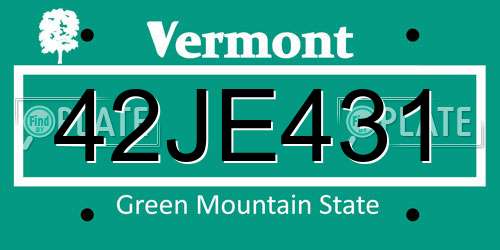 42JE431 Vermont License Plate