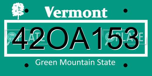 42OA153 Vermont License Plate