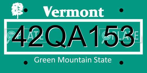 42QA153 Vermont License Plate