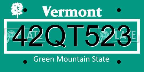42QT523 Vermont License Plate
