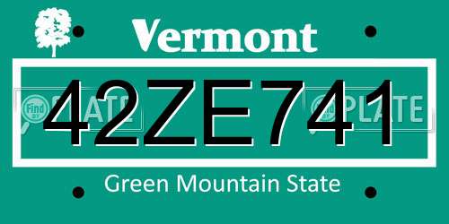 42ZE741 Vermont License Plate