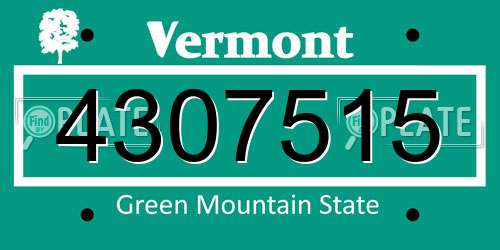 4307515 Vermont License Plate