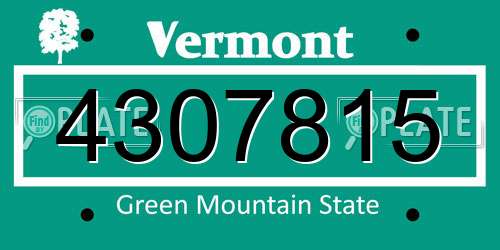 4307815 Vermont License Plate