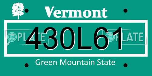 430L61 Vermont License Plate