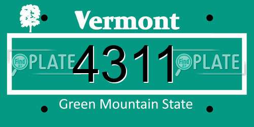 4311 Vermont License Plate