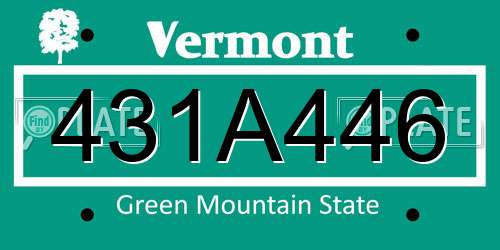 431A446 Vermont License Plate