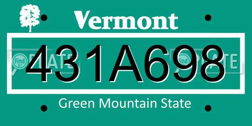 431A698 Vermont License Plate