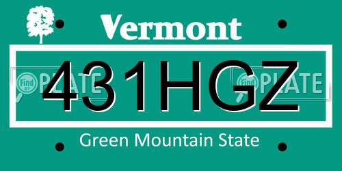 431HGZ Vermont License Plate