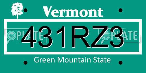 431RZ3 Vermont License Plate