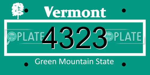 4323 Vermont License Plate