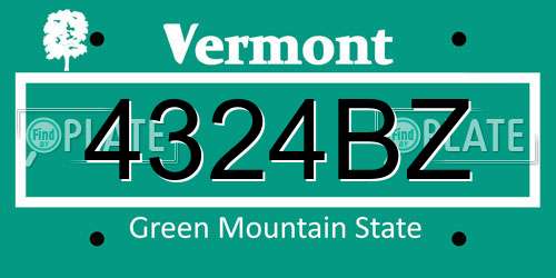 4324BZ Vermont License Plate